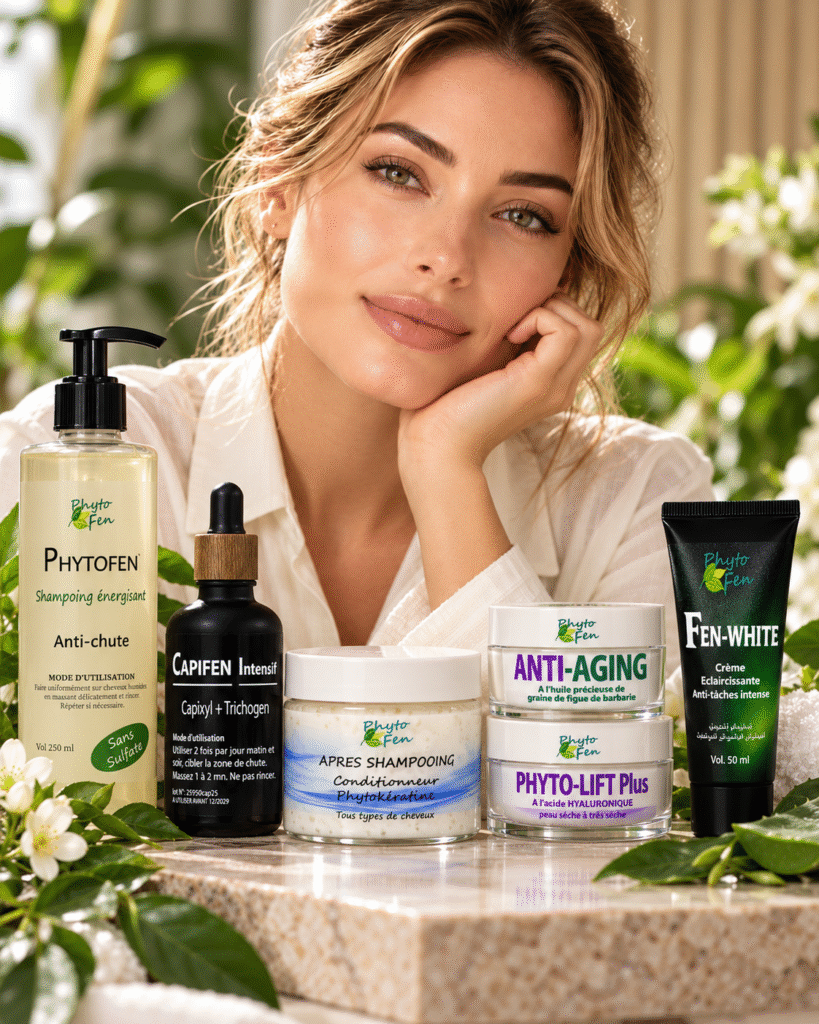 Produits cosmétiques PHYTOFEN avec mannequin